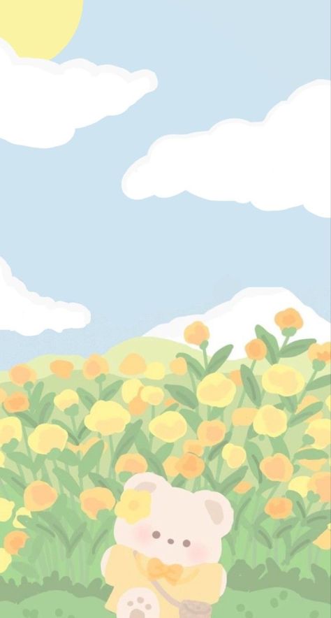 Kawaii Summer Wallpaper, Yellow Aesthetic Pastel, Cocoppa Wallpaper, Cute Bear Drawings, Cute Pastel Wallpaper, Spring Wallpaper, Cute Simple Wallpapers, Cute Cartoon Drawings, Pink Wallpaper Iphone