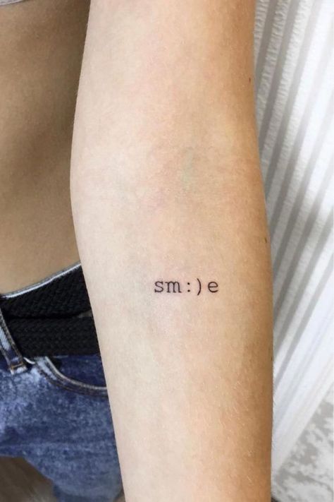 Cute Smile Tattoo, And Yet I Smile Tattoo, Smile Tatoos Ideas, Tattoo Ideas Writing, Smile Tattoo Ideas, Happy Tattoo Ideas, Smiling Tattoo, Why Not Tattoo, Smile Tattoos