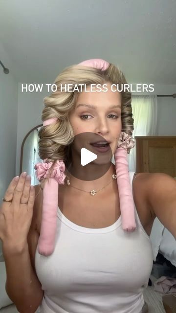 The Effortless Shop on Instagram: "Detailed video on how to wrap heatless curlers! Get perfect curls every time!! * * #heatless #heatlesscurls #heatlesscurlers #curls #overnightcurls #hair #overnight #easy #hairstyle #hairtutorial #hairstyle #hairtok #haircare #hairstyle #hair #soft #beauty #curlyhair #straighthair #wavyhair #waves #heatlesshair #heatlesshairstyles #heatlesswaves #heatlessblowout #hairtutorial #hairtransformation #bestie #justgirlythings" Satin Hair Curler Tutorial, Curly Hairstyles Overnight, Curl Without Heat Overnight, Big Curled Hairstyles, Heartless Curls With Wet Hair, How To Put On Heatless Curls, How To Use Heatless Hair Curlers, How To Get Perfect Heatless Curls, Step By Step Heatless Curls