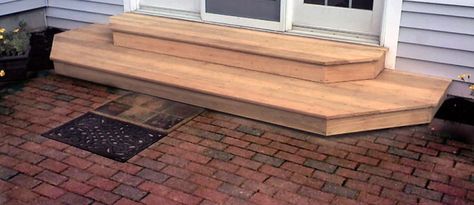 Wooden Patio Doors, Diy Patio Ideas, Patio Stairs, Backyard Patio Furniture, Patio Steps, Exterior Stairs, Wood Steps, Outdoor Steps, Wooden Porch