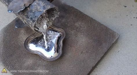 Grant Thompson Shows You How to Melt Soda Cans Down for the Aluminum Metal Foundry, Soda Can Art, Soda Can Crafts, Simple Backyard, Tin Can Art, Aluminum Can Crafts, Melting Metal, How To Recycle, Aluminum Cans