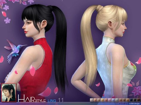 S-Club's sclub ts4 hair Ling n11 Ts4 Hair, Hair Shrinkage, Banana Hair Clips, Banana For Hair, Sims Hair, Long Hair With Bangs, Sims Community, High Ponytails, The Sims4