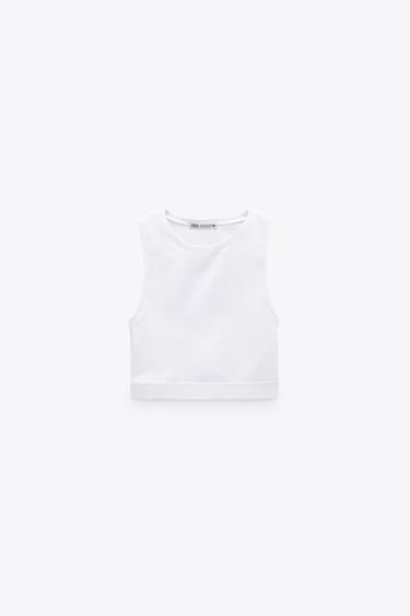 White Vest Top, High Neck Crop Top, White Vest, Seamless Top, Basic T Shirts, High Neck Top, Puff Sleeve Dresses, Stretch Top, Zara White