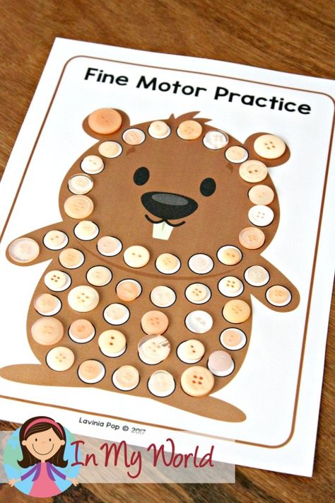 Groundhog Day Preschool Centers Fine Motor Groundhog Day Quotes, Groundhog Day Preschool, Ground Hog Day Crafts, Groundhog Activities, Preschool Groundhog, Hibernation Preschool, Family Activities Preschool, Groundhog Day Activities, Fine Motor Practice