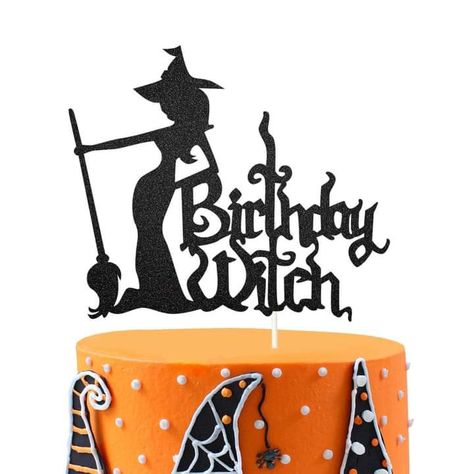 Happy Birthday Witch, Witch Hat Cake, Witch Cake Topper, Birthday Witch, Witch Cake, Halloween Fireplace, Hat Cake, Brownie Bites, Glitter Cake