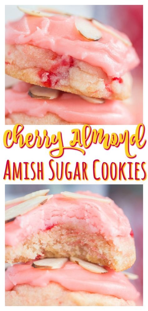 Amish Sugar Cookies, Cookie Recipes Unique, Cream Cookies, Cake Mix Cookie Recipes, Recipes Cookies, Recipes Chocolate, Mix Recipes, Cherry Almond, Cookies N Cream Cookies