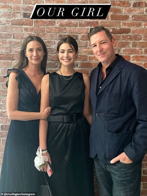 Ed Burns, Grace Burns, Sweet Photo, Christy Turlington, Black Gown, Lace Sheath Dress, Mom Daughter, Our Girl, Daily Mail