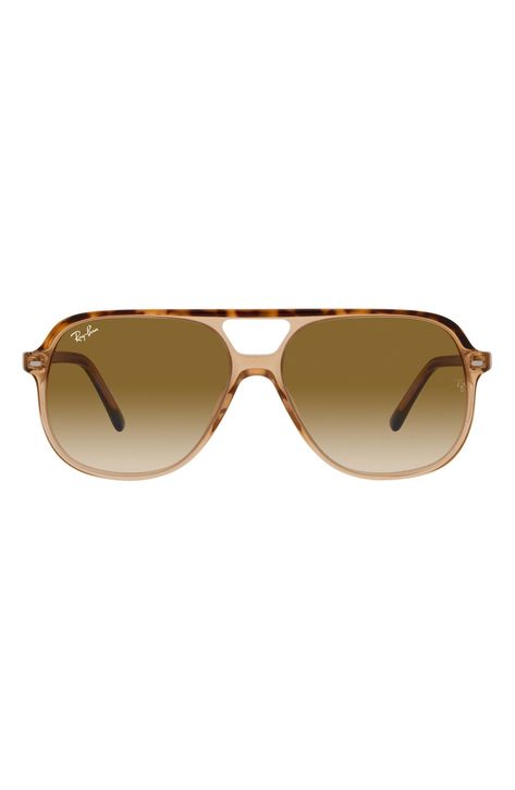 Ray-Ban 55mm Navigator Sunglasses | Nordstrom Cute Sunglasses For Women, Ray Ban Sunglasses Women, Italian Sunglasses, Protection Crystals, Jewelry Accessories Ideas, Havana Brown, Sunglasses Branding, Cute Fits, Metallic Logo