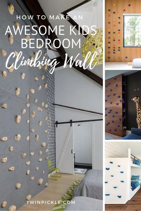 For bang-on-trend family decor, you need to get adventurous with a kids bedroom climbing wall. I keep seeing them crop up in designer home makeovers, from a few token handholds to full-scale walls. An inspiration design guide... Bedroom Climbing Wall, Climbing Wall For Kids, Kids Rock Climbing, Diy Climbing Wall, Climbing Wall Kids, Home Climbing Wall, Luxury Living Room Inspiration, Indoor Climbing Wall, Home Makeovers