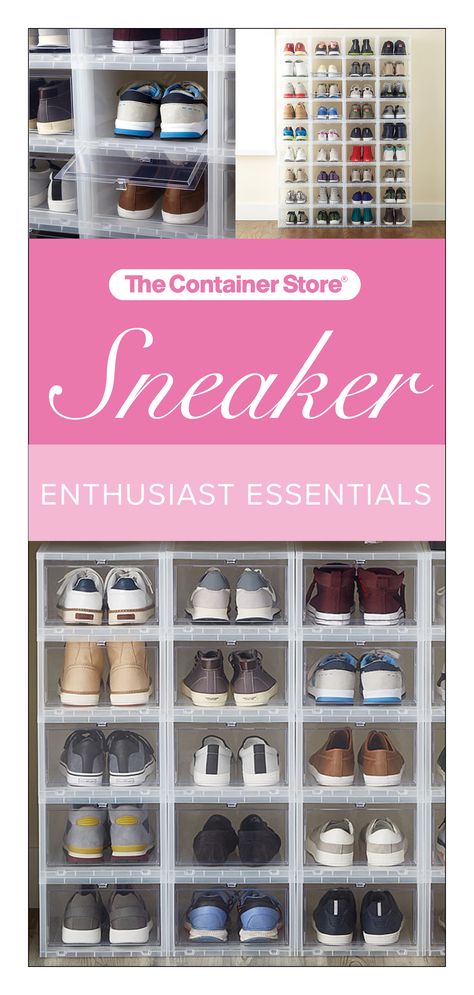 Make the switch to drop front boxes for your sneaker collection! Best Shoe Rack, Large Bathtubs, Shoe Bin, Shoe Box Storage, Shoe Drawer, Shoe Organizers, Organizational Ideas, Clear Shoes, Expandable Dining Table