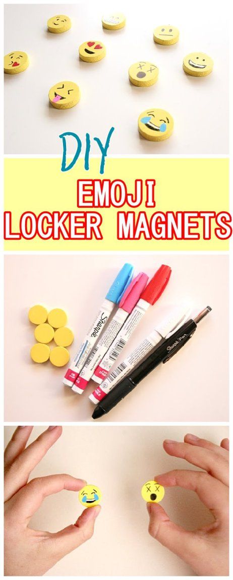 DIY Back to School Projects for Teens and Tweens Handmade Do it Yourself EMOJI Locker Magnets Tutorial via The Surznick Common Room Customized School Supplies, Cute Diy Crafts, School Christmas Gifts, Escuela Diy, Diy Locker, Locker Ideas, Locker Magnets, Crafts For Teens To Make, Locker Decorations