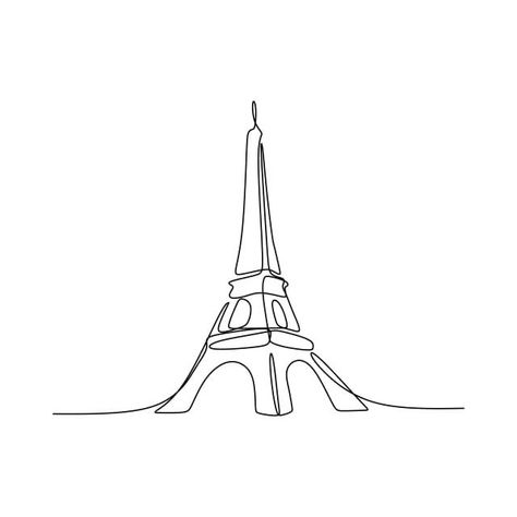 Single Drawing, Eiffel Tower Drawing, Continuous Line Art, Paris Illustration, Single Line Drawing, Simple Line Drawings, Continuous Line Drawing, Hand Drawn Vector Illustrations, Vector Sketch