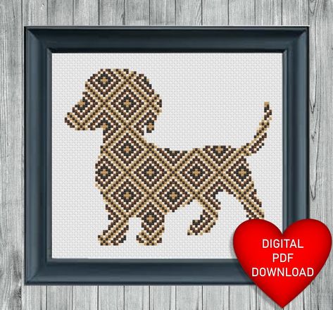 Dachshund Cross Stitch, Stitch Ideas, Red Dog, Needle Thread, Dmc Floss, Extra Fabric, Needle And Thread, Le Point, Cross Stitch Pattern