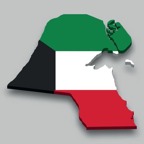 3d isometric Map of Kuwait with national flag. Kuwait Map Art, Kuwait Map, Kuwait Flag, Kuwait National Day, Egypt Flag, Isometric Map, 3d Isometric, 3d Map, National Flag