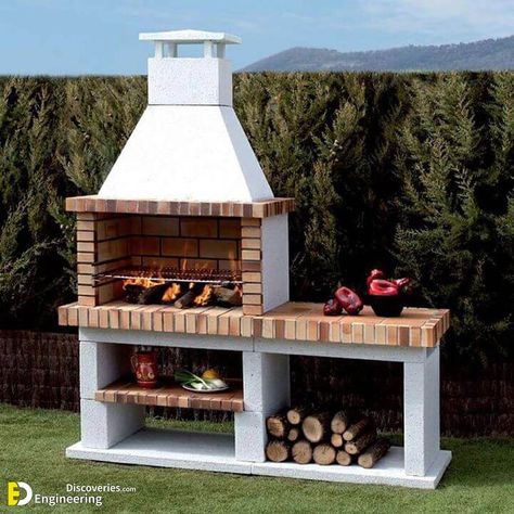 Awesome DIY Barbecue Grills For Your Backyard | Engineering Discoveries Brick Grill, Brick Bbq, Design Grill, Barbecue Design, Outdoor Bbq Grill, Outdoor Barbeque, Backyard Grilling, Outdoor Oven, Garden Bbq