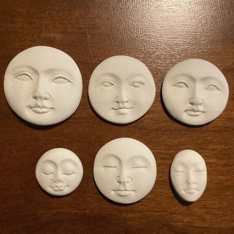 Face Molds - Etsy Spirit Doll Faces, Clay Faces Sculpture Easy, How To Sculpt A Face With Clay, Air Dry Clay Face, Sculpy Clay Art, Self Hardening Clay Ideas, Clay Sculpting Ideas, Face Pottery, Fairy Items