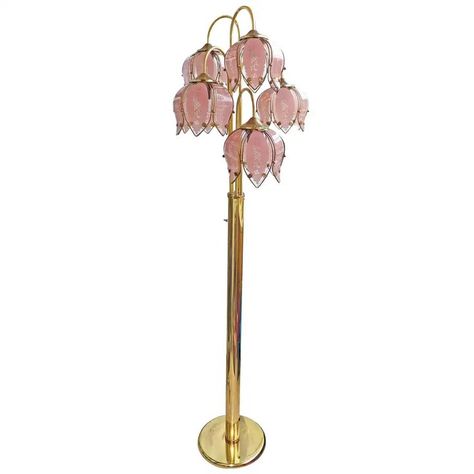 Glass Flower Bouquet, Floor Lamp Vintage, Regency Art, Flower Floor Lamp, Tulip Lamp, Lotus Lamp, Lampe Art Deco, Art Deco Floor Lamp, Art Deco Pink