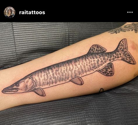 Muskie Tattoo, West Virginia Tattoo, Shamrock Tattoos, Tattoo Pictures, Fishing For Beginners, Fish Tattoo, Line Work Tattoo, Fish Drawings, Elegant Tattoos