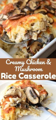 Chicken And Mushroom Rice, Creamy Cheesy Rice, Chicken Mushroom Rice Casserole, Mushroom Rice Casserole, Cheesy Rice Casserole, Chicken Mushroom Rice, Creamy Chicken Mushroom, Chicken Thights Recipes, Cheesy Rice