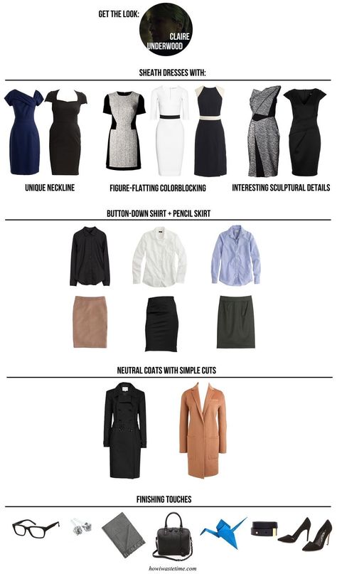 A perfect capsule wardrobe Claire Underwood Style, Types Of Clothes, Claire Underwood, How To Have Style, Devious Maids, Professional Wardrobe, Waste Time, Business Outfit, House Of Cards