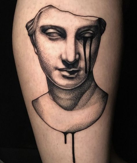 All Shading Tattoo, Stipple Realism Tattoo, Tattoo Dot Shading, Whip Shade Tattoo, Greek Sculpture Tattoo Design, Mini Realism Tattoo, Sombras Tattoo, Stipple Shaded Tattoo, Whip Shading Tattoo Design