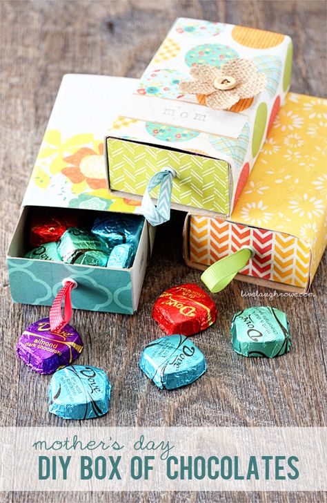 DIY Box of Chocolates.  The perfect Mothers Day gift with a sweet twist Matchbox Crafts, Box Of Chocolates, Match Box, Diy Mothers Day Gifts, Cadeau Diy, Mother's Day Diy, Mothers Day Crafts, Diy Box, Chocolate Box