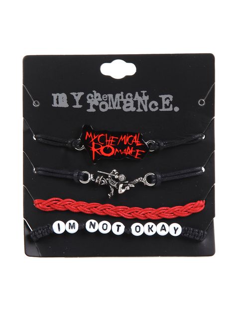 Mcr Jewelry, Mcr Merch, Band Merch Ideas, Jewelry Rope, Cute Emo Outfits, Emo Jewelry, Bracelet Rope, Hot Topic Jewelry, Bracelet Cord