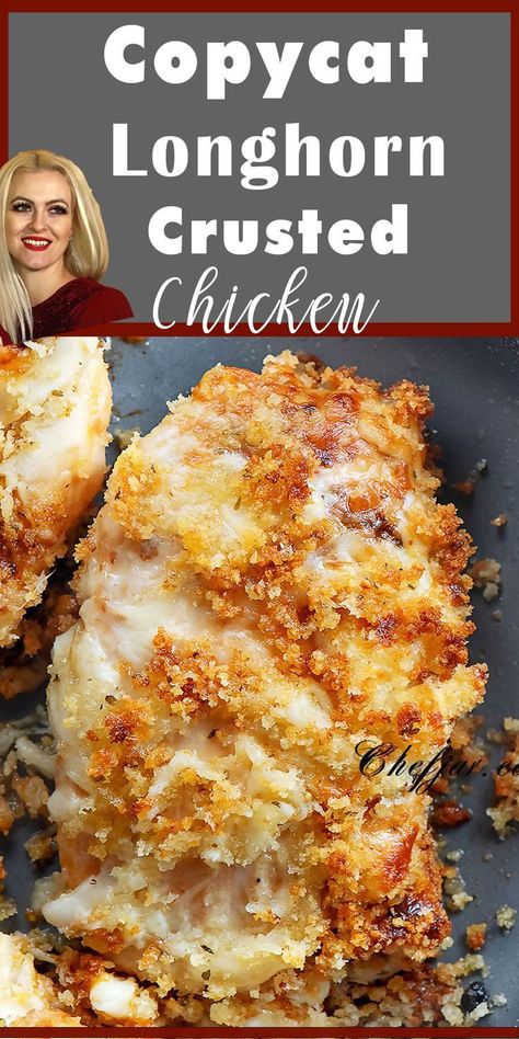 Copycat Longhorn, Longhorn Parmesan Crusted Chicken, Crusted Chicken Recipes, Chicken Breast Recipes Baked, Recipes Oven, Healthy Baked, Parmesan Crusted Chicken, Copykat Recipes, Oven Chicken