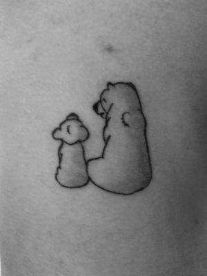 Polar Bear Family Tattoo, Koda Bear Tattoo, Koda Brother Bear Tattoo, Tree Star Tattoo Land Before Time, Brother Bear Drawings, Matching Bear Tattoos, Koda Tattoo, Big Brother Tattoo, Minimalist Bear Tattoo