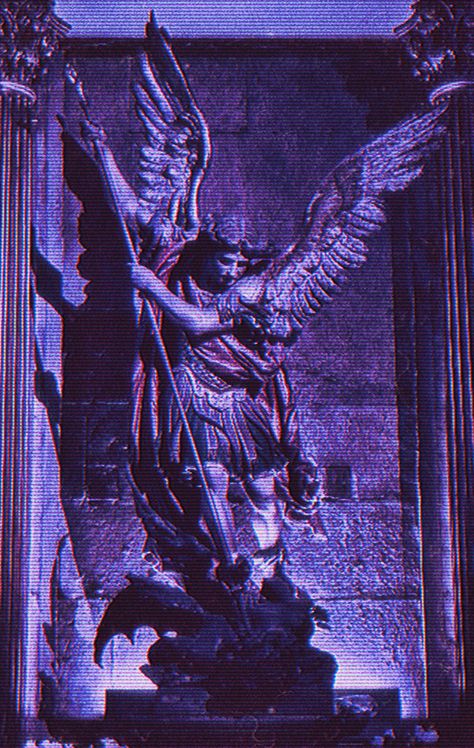 Angel Michael Wallpaper, Archangels Aesthetic, St Michael The Archangel Wallpaper, St Michael Wallpaper, Fallen Angel Wallpaper Aesthetic, Archangel Michael Aesthetic, Dark Angel Aesthetic Wallpaper, Purple Christian Aesthetic, Archangel Michael Wallpaper