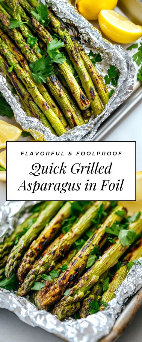 Image for Quick Grilled Asparagus in Foil Oven Grilled Asparagus, Best Grilled Asparagus Recipe, Bbq Asparagus In Foil, Grill Asparagus On Grill, Grilled Veggies In Oven, Grilled Veggies On The Grill In Foil, Asparagus Recipes Grilled, Grilled Veggies On The Grill, Bbq Asparagus