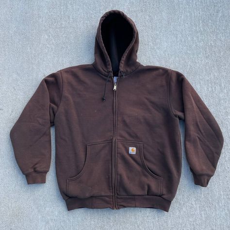 Brown Hoodies Men, Vintage Carhartt Hoodie, Carhartt Zip Up, Carhartt Hoodie Outfit, Japan Thrift, Carhartt Hoodie Men, Carhartt Hoodies, Carhartt Pullover, Full Wardrobe