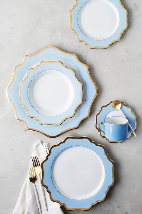 Anna's Palette Sky Blue Six-Piece Place Setting | Anthropologie Spring Entertaining, Tumblr Rooms, Enchanted Home, Pretty Plates, Cute Kitchen, Ceramic Tableware, Kitchen Collection, Beautiful Dishes, Plate Design