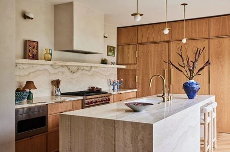 Korean Bedroom, Travertine Coffee Table, Wood Vanity, Kitchen Inspo, Living In New York, Luxury Kitchen, Architectural Digest, House Inspo, Container House