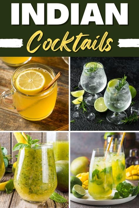 Try something exotic with these Indian cocktails! From mojitos to margaritas to Mumbai mules, get a little taste of India with these tasty drinks. Indian Cocktails, Indian Drinks, Alcoholic Punch, Indian Dinner, Wedding Signature Drinks, Cinnamon Syrup, Cocktail And Mocktail, Tasty Drinks, Homemade Cocktails