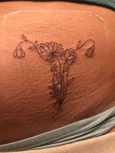 Simple Uterus Tattoo, Uterus Tattoo Ideas, Floral Uterus Tattoo, Endo Tattoo, Fertility Tattoo, Healthcare Tattoo, Feminism Tattoo, Skin Doodles, Hanger Tattoo