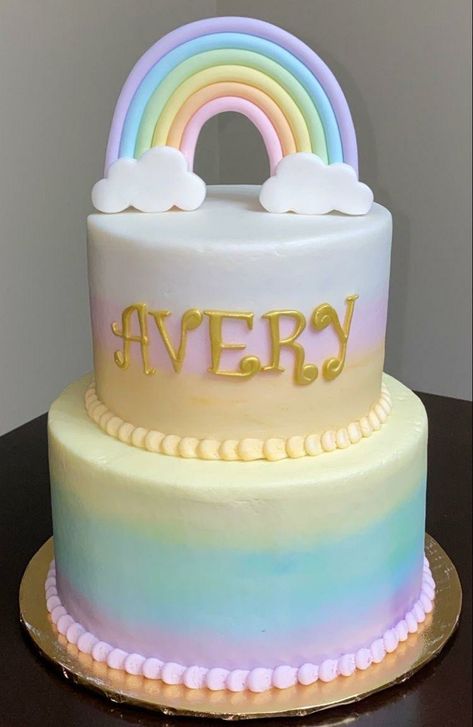 Pastel Rainbow Cake 1st Birthday, Pastel Rainbow Cake 2 Tier, 2 Tier Pastel Cake, 2 Tier Rainbow Cake, Rainbow Pastel Cake, Pastel Rainbow Birthday Cake, Rainbow Baby Birthday, Pastel Rainbow Cake, Rainbow Themed Birthday Party