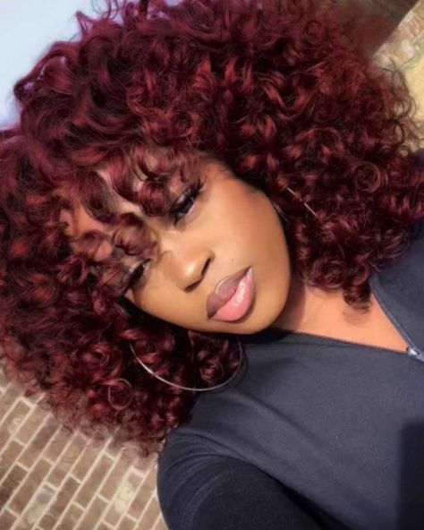 Burgundy Curly Hair, Hair Color Cherry Coke, Burgundy Brown Hair, Deep Red Hair Color, Pelo Color Vino, Deep Red Hair, Cherry Hair Colors, Wine Hair Color, Maroon Hair