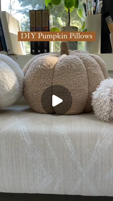 DIY_Ideas_22 on Instagram: "✨ DIY Pumpkin Pillows! 🎃🍂 Get ready for a cozy fall craft night with friends! Swipe to learn how to make these adorable pumpkin pillows. Here’s everything you need, from materials to step-by-step instructions:  Materials: 🧡 Fabric for the pumpkin 🤎 Burlap 💛 Poly-fil stuffing 🎃 Styrofoam unicorn horns (found at Joann's) ❤️ Krazy craft glue ✂️ Scissors 🧵 Strong upholstery thread 🪡 Tapestry needle 🌾 Jute string  Instructions:  🧡 Cut your fabric into a rectangle:  Large: 44.5” x 21.5” Medium: 35” x 15” Small: 22” x 11” 🧵 Sew a running stitch along both long edges of the fabric and leave a few inches of thread on both ends.  🧡 Fold the fabric in half (fluffy side in) and stitch along the short edge.  🎃 Pull the thread at one end to close the bottom of th Diy Large Fabric Pumpkins, Diy Pumpkin Pillow, Pumpkin Pillows Diy, Stuffed Pumpkins Fabric, Styrofoam Pumpkin Crafts, Sherpa Pumpkins, Fall Craft Night, Fall Pillows Diy, Diy Fabric Pumpkins