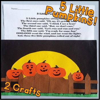 5 Little Pumpkins Craft, Five Little Pumpkins Craft, Crown Coloring Page, Halloween Craftivity, Craft Crown, October Kindergarten, Pumpkin Poem, 5 Little Pumpkins, Pumpkins Preschool