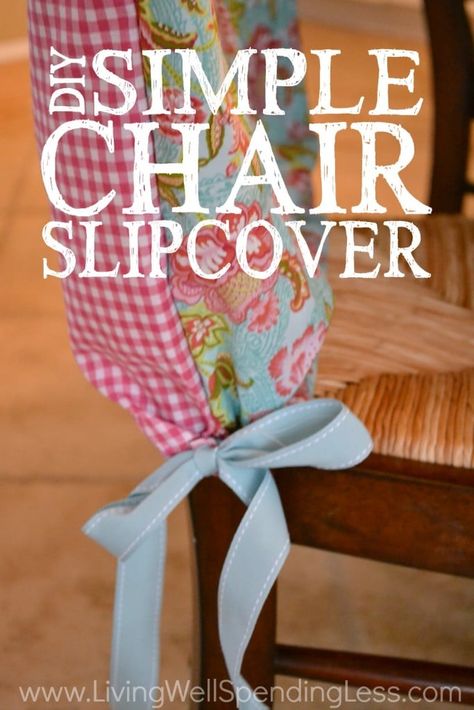 DIY Simple Chair Slipcover Tutorial | How to Make a Simple Slipcover | No Sew Slipcover | DIY Arm Chair Slipcovers | DIY Chair Cover Simple, Quick and Easy No Sew Slipcover, Diy Chair Covers, Reupholster Chair Dining, Simple Chair, Kitchen Chair Covers, Chair Back Covers, Reupholster Chair, Chair Slipcovers, Dining Chair Covers