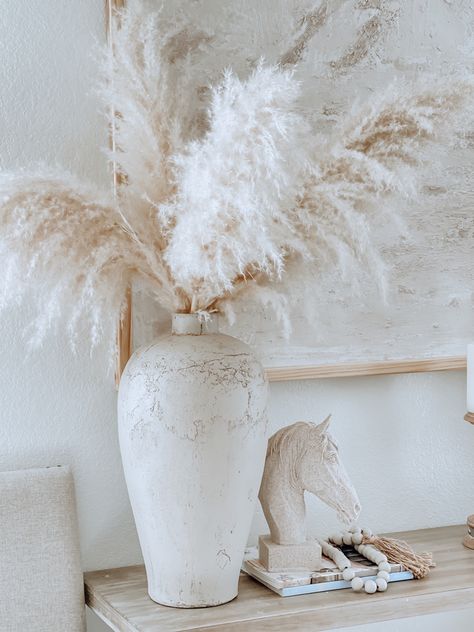 Grass Wedding, Vase Candle Holder, White Vases, Pampas Grass, Luxury Home Decor, Home Decor Kitchen, Side Tables, Candle Holder, The Hamptons