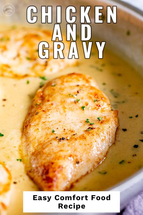 When it comes to a hearty and comforting meal, few dishes can beat the classic combination of chicken and gravy. This is a meal that is easy to make and packed with flavor! The chicken is tender and juicy, and the gravy is rich, flavorful, and indulgent. This recipe will guide you on how to cook succulent and juicy chicken breasts and make a delicious gravy in the same pan. Perfect for busy weeknights or an easy alternative to the Sunday roast. Chicken breast and gravy is an easy 30-minute ... Chicken With Country Gravy, Chicken And Gravy Recipes Oven, Chicken Tenders And Gravy, Chicken And White Gravy Recipes, Baked Chicken With Gravy Recipes, Chicken With Chicken Gravy, Chicken And Gravy Oven Baked, Dutch Oven Chicken And Gravy, Roast Chicken With Gravy