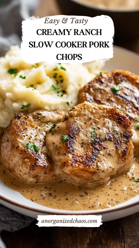 Recipes For Crockpot Pork Chops, Cream Of Chicken Pork Chops Crockpot, Healthy Crock Pot Pork Chops, Slow Cooker Creamy Pork Chops, Crock Pot Pork Cutlets, Pork Chop With Cream Of Chicken, Easy Food For A Crowd Main Dishes, Pork Chops In Crock Pot Easy, Thick Pork Chop Crock Pot Recipes