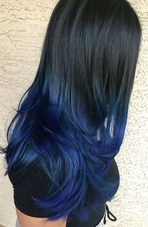 Blue Tips Hair, Electric Blue Hair, Rachel Hair, Blue Hair Highlights, Dyed Hair Blue, Dark Blue Hair, Hair Color Underneath, Square Face Hairstyles, Hair Inspiration Long