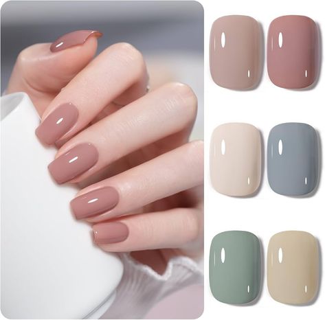 Amazon.com : GAOY Morandi Color Gel Nail Polish of 6 Neutral Colors Including Nude Red White Blue Gel Polish Kit for Salon Gel Manicure and Nail Art DIY at Home : Beauty & Personal Care Gel Nail Set, Nail Shades, Season Nails, Neutral Nail, September Nails, Nude Nail Designs, Cute Nails For Fall, Manicure Nails, Vacation Nails