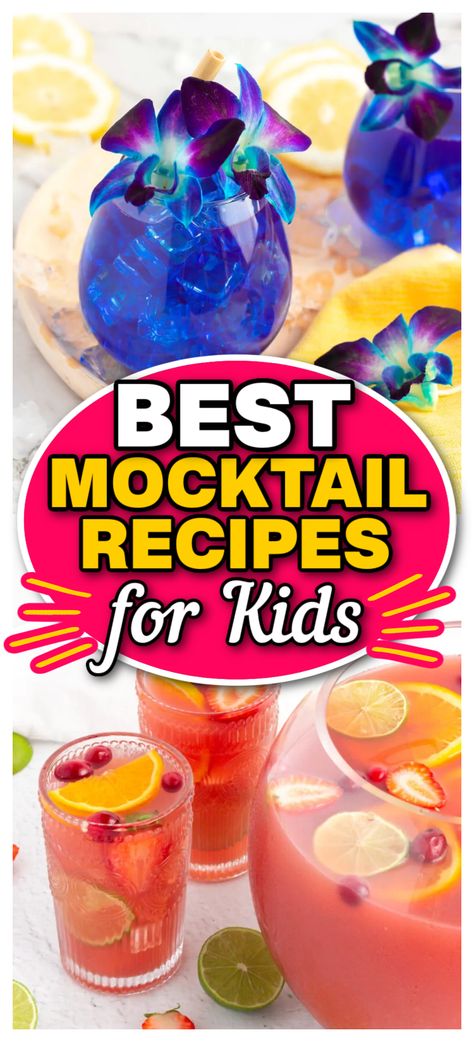 These easy mocktails for kids have all been tried and tested at home with my little ones. Just pop them in a kid friendly glass and you are good to go! My boys favourites are the non alcoholic punch and the virgin piña colada. Enjoy! Cute Summer Drinks For Kids, Punch Recipes Non Alcoholic Pina Colada, How To Make A Mock Tail, Luau Drinks For Kids, Special Drinks For Kids, Non Achololic Punch, Party Punches Nonalcoholic, Kid Drinks For Party, Disney Mocktails Non Alcoholic