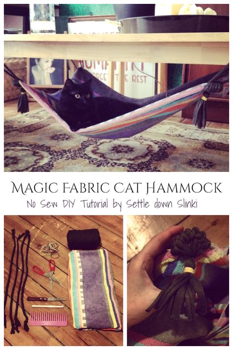 Corner Cat Hammock Diy, Diy Cat Hammock For Cage, Crochet Cat Hammock Tutorial, No Sew Cat Hammock, Outdoor Cat Hammock, Diy Cat Window Hammock, Diy Cat Hammock Easy, Macrame Cat Hammock Tutorial, Cat Enrichment Diy