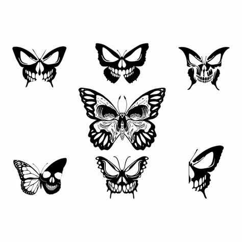 Butterfly Tattoo Pattern, Skull Face Butterfly Tattoo, Skull Tattoos With Butterflies, Butterfly Tattoo With Skull Inside, Halloween Tattoo Ideas Small Simple, Halloween Butterfly Tattoo, Evil Butterfly Tattoo, Skull Butterfly Drawing, Halloween Tattoo Ideas Simple