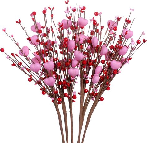 【Gift For Her】These stems are perfect gifts for Valentine’s Day,Christmas,anniversary or other important festivals. 【Heart Berry Stem】Each stem is made with 6 pink hearts and plenty of red and pink berries. They are very beautiful and can well express your love and appreciation. 【Size】Each stem is about 16 inches tall and is suitable to be placed in the living room,bedroom,or other places.They will bring you a relaxed and pleasant mood. Lighted Branches, Anniversary Flowers, Hari Valentine, Flower Stems, Candle Light Dinner, Flower Branch, Valentine Wreath, Valentines Day Weddings, Valentines Day Party